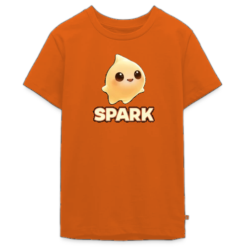 Orange t-shirt with Sparky and SPARK wordmark